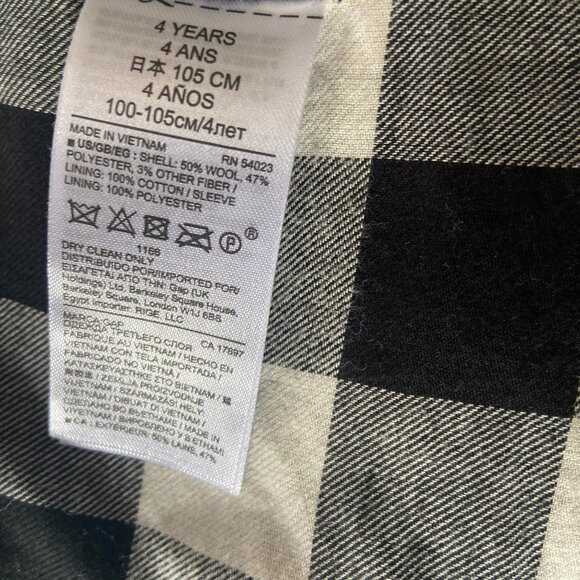 EUC Baby Gap Black Wool Pea Coat with Hood Toddler Girl Sz 4 years - Picture 2 of 8